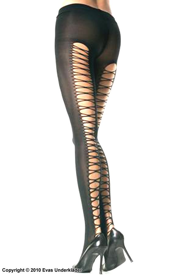 Tights with open criss cross back